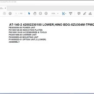 Tadano Crane AT-140-2 42002230100 LOWER,HINO BDG-XZU304M-TPMQB3 Parts Catalog Manual - PDF DOWNLOAD