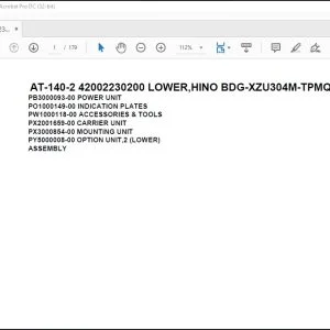 Tadano Crane AT-140-2 42002230200 LOWER,HINO BDG-XZU304M-TPMQB3 Parts Catalog Manual - PDF DOWNLOAD