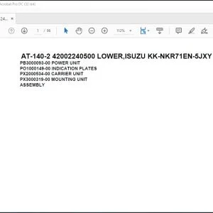 Tadano Crane AT-140-2 42002240500 LOWER ISUZU KK-NKR71EN-5JXY Parts Catalog Manual - PDF DOWNLOAD