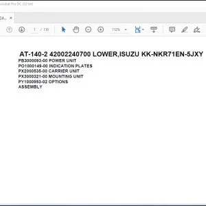 Tadano Crane AT-140-2 42002240700 LOWER ISUZU KK-NKR71EN-5JXY Parts Catalog Manual - PDF DOWNLOAD
