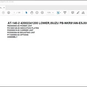 Tadano Crane AT-140-2 42002241200 LOWER,ISUZU PB-NKR81AN-E5JXHY Parts Catalog Manual - PDF DOWNLOAD