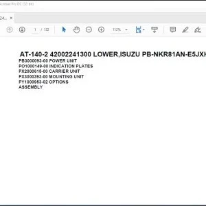 Tadano Crane AT-140-2 42002241300 LOWER,ISUZU PB-NKR81AN-E5JXHY Parts Catalog Manual -  PDF DOWNLOAD