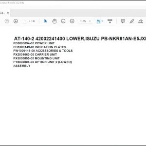 Tadano Crane AT-140-2 42002241400 LOWER,ISUZU PB-NKR81AN-E5JXHY Parts Catalog Manual  - PDF DOWNLOAD
