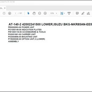Tadano Crane AT-140-2 42002241500 LOWER,ISUZU BKG-NKR85AN-EE5AHY-JM Parts Catalog Manual - PDF DOWNLOAD