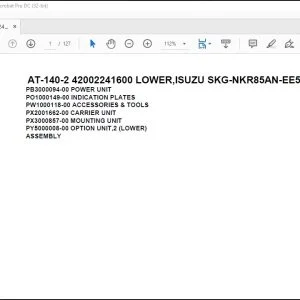 Tadano Crane AT-140-2 42002241600 LOWER,ISUZU SKG-NKR85AN-EE5AHY-JM Parts Catalog Manual - PDF DOWNLOAD