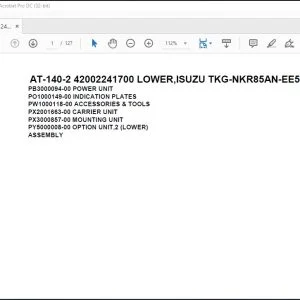 Tadano Crane AT-140-2 42002241700 LOWER,ISUZU TKG-NKR85AN-EE5AHY-JM Parts Catalog Manual - PDF DOWNLOAD