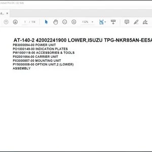 Tadano Crane AT-140-2 42002241900 LOWER ISUZU TPG-NKR85AN-EE5AHY-JM Parts Catalog Manual - PDF DOWNLOAD