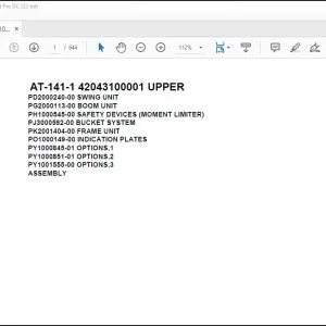 Tadano Crane AT-141-1 42043100001 UPPER Spare Parts Catalog Manual - PDF DOWNLOAD