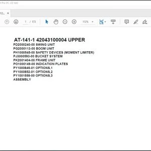 Tadano Crane AT-141-1 42043100004 UPPER Spare Parts Catalog Manual - PDF DOWNLOAD
