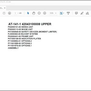 Tadano Crane AT-141-1 42043100008 UPPER Spare Parts Catalog Manual - PDF DOWNLOAD