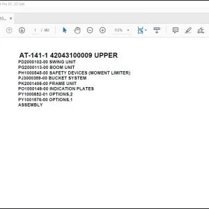 Tadano Crane AT 141 1 42043100009 UPPER Spare Parts Catalog Manual - PDF DOWNLOAD
