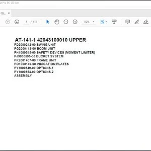 Tadano Crane AT-141-1 42043100010 UPPER Spare Parts Catalog Manual - PDF DOWNLOAD
