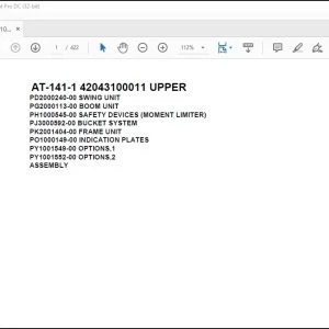 Tadano Crane AT-141-1 42043100011 UPPER Spare Parts Catalog Manual  - PDF DOWNLOAD
