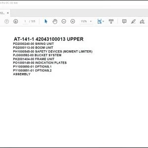 Tadano Crane AT-141-1 42043100013 UPPER Spare Parts Catalog Manual - PDF DOWNLOAD