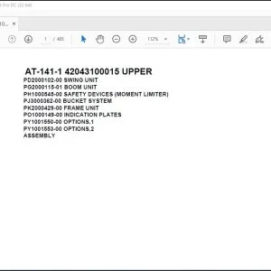 Tadano Crane AT 141 1 42043100015 UPPER Spare Parts Catalog Manual - PDF DOWNLOAD