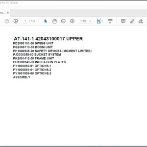 Tadano Crane AT 141 1 42043100017 UPPER Spare Parts Catalog Manual - PDF DOWNLOAD