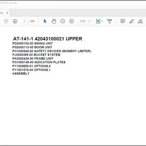 Tadano Crane AT-141-1 42043100021 UPPER Spare Parts Catalog Manual - PDF DOWNLOAD