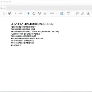Tadano Crane AT-141-1 42043100024 UPPER Spare Parts Catalog Manual - PDF DOWNLOAD