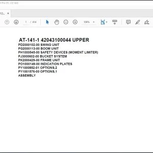 Tadano Crane AT-141-1 42043100044 UPPER Spare Parts Manual - PDF DOWNLOAD