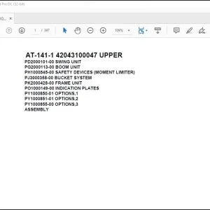 Tadano Crane AT-141-1 42043100047 UPPER Spare Parts Manual - PDF DOWNLOAD