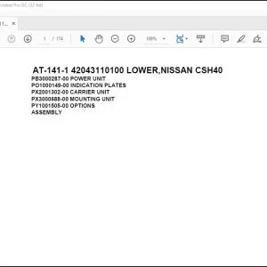 Tadano Crane AT-141-1 42043110100 LOWER NISSAN CSH40 Spare Parts Catalog Manual  -  PDF DOWNLOAD