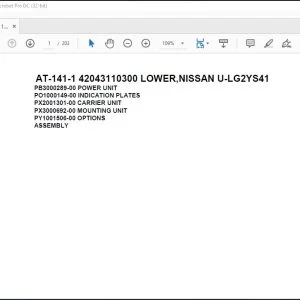 Tadano Crane AT-141-1 42043110300 LOWER,NISSAN U-LG2YS41 Spare Parts Catalog Manual - PDF DOWNLOAD