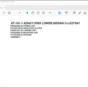 Tadano Crane  AT-141-1 42043110500 LOWER,NISSAN U-LG2YS41 Spare Parts Catalog Manual  -PDF DOWNLOAD