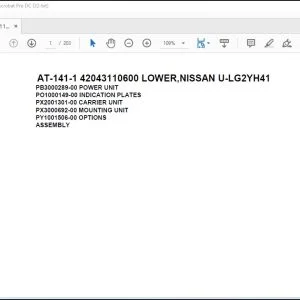 Tadano Crane AT-141-1 42043110600 LOWER,NISSAN U-LG2YH41 Spare Parts Catalog Manual - PDF DOWNLOAD