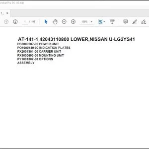 Tadano Crane AT-141-1 42043110800 LOWER,NISSAN U-LG2YS41 Spare Parts Catalog Manual - PDF DOWNLOAD