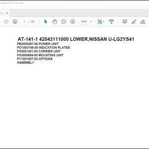 Tadano Crane AT-141-1 42043111000 LOWER,NISSAN U-LG2YS41 Spare Parts Catalog Manual - PDF DOWNLOAD