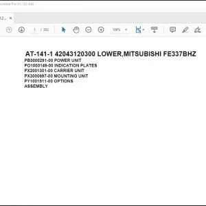 Tadano Crane AT-141-1 42043120300 LOWER,MITSUBISHI FE337BHZ Spare Parts Manual - PDF DOWNLOAD