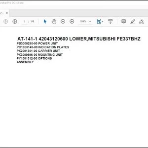 Tadano Crane AT-141-1 42043120600 LOWER MITSUBISHI FE337BHZ Spare Parts Catalog Manual - PDF DOWNLOAD