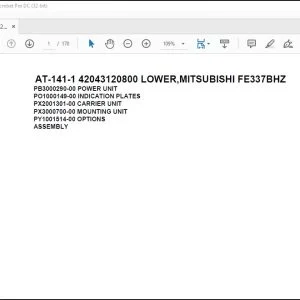 Tadano Crane AT-141-1 42043120800 LOWER,MITSUBISHI FE337BHZ Spare Parts Catalog Manual - PDF DOWNLOAD