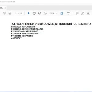 Tadano Crane AT-141-1 42043121600 LOWER MITSUBISHI U-FE337BHZ Spare Parts Catalog Manual - PDF DOWNLOAD