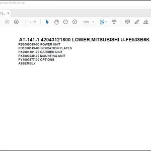 Tadano Crane AT-141-1 42043121800 LOWER MITSUBISHI U-FE538B6K Spare Parts Catalog Manual -  PDF DOWNLOAD