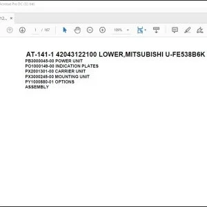 Tadano Crane AT-141-1 42043122100 LOWER,MITSUBISHI U-FE538B6K Spare Parts Catalog Manual - PDF DOWNLOAD