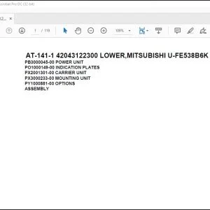 Tadano Crane AT-141-1 42043122300 LOWER MITSUBISHI U-FE538B6K Spare Parts Catalog Manual  - PDF DOWNLOAD