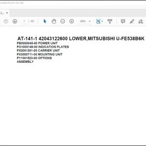 Tadano Crane AT-141-1 42043122600 LOWER,MITSUBISHI U-FE538B6K Spare Parts Catalog Manual - PDF DOWNLOAD