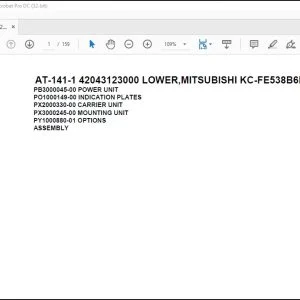 Tadano Crane AT-141-1 42043123000 LOWER MITSUBISHI KC-FE538B6K Spare Parts Catalog Manual  - PDF DOWNLOAD