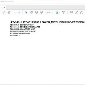 Tadano Crane AT-141-1 42043123100 LOWER MITSUBISHI KC-FE538B6K Spare Parts Catalog Manual - PDF DOWNLOAD