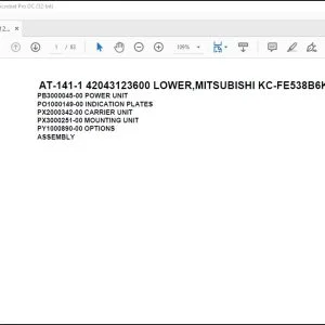 Tadano Crane AT-141-1 42043123600 LOWER,MITSUBISHI KC-FE538B6K Spare Parts Catalog Manual - PDF DOWNLOAD