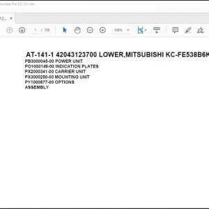 Tadano Crane AT-141-1 42043123700 LOWER,MITSUBISHI KC-FE538B6K Spare Parts Catalog Manual - PDF DOWNLOAD