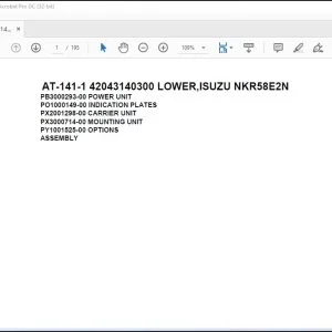 Tadano Crane AT-141-1 42043140300 LOWER,ISUZU NKR58E2N Spare Parts Catalog Manual - PDF DOWNLOAD