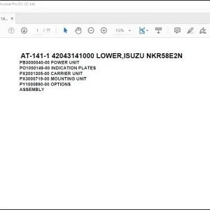 Tadano Crane AT-141-1 42043141000 LOWER,ISUZU NKR58E2N Parts Catalog Manual - PDF DOWNLOAD