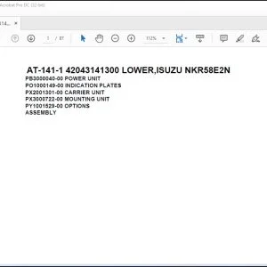 Tadano Crane AT-141-1 42043141300 LOWER,ISUZU NKR58E2N Spare Parts Catalog Manual - PDF DOWNLOAD