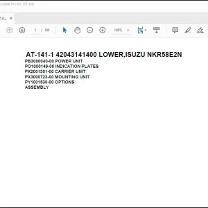 Tadano Crane AT-141-1 42043141400 LOWER,ISUZU NKR58E2N Spare Parts Catalog Manual - PDF DOWNLOAD