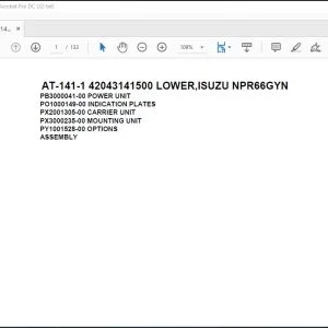 Tadano Crane AT-141-1 42043141500 LOWER ISUZU NPR66GYN Spare Parts Catalog Manual  - PDF DOWNLOAD