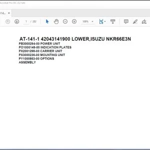 Tadano Crane AT-141-1 42043141900 LOWER,ISUZU NKR66E3N Spare Parts Catalog Manual - PDF DOWNLOAD