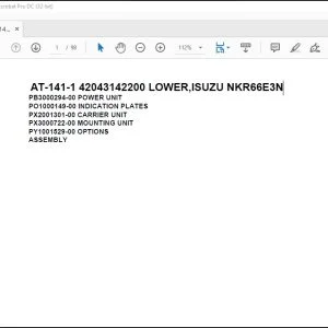 Tadano Crane AT-141-1 42043142200 LOWER,ISUZU NKR66E3N Spare Parts Catalog Manual - PDF DOWNLOAD