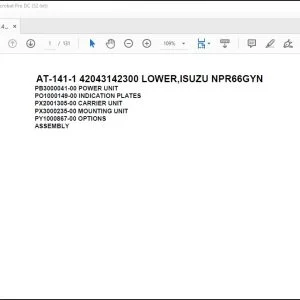 Tadano Crane AT-141-1 42043142300 LOWER ISUZU NPR66GYN Spare Parts Catalog Manual - PDF DOWNLOAD